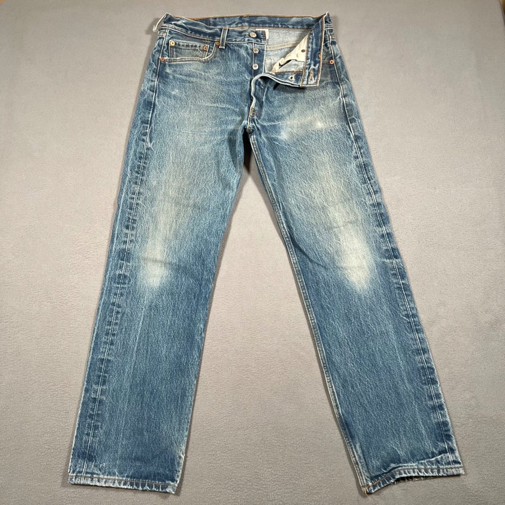 Levis 501xx Jeans Mens 34x33 (Fits 32x30) Blue Denim Straight Leg Shrink to Fit